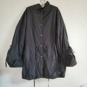 Lundström Black Oversized Drawstring Jacket Womens Sz 10 Lightweight Windbreaker